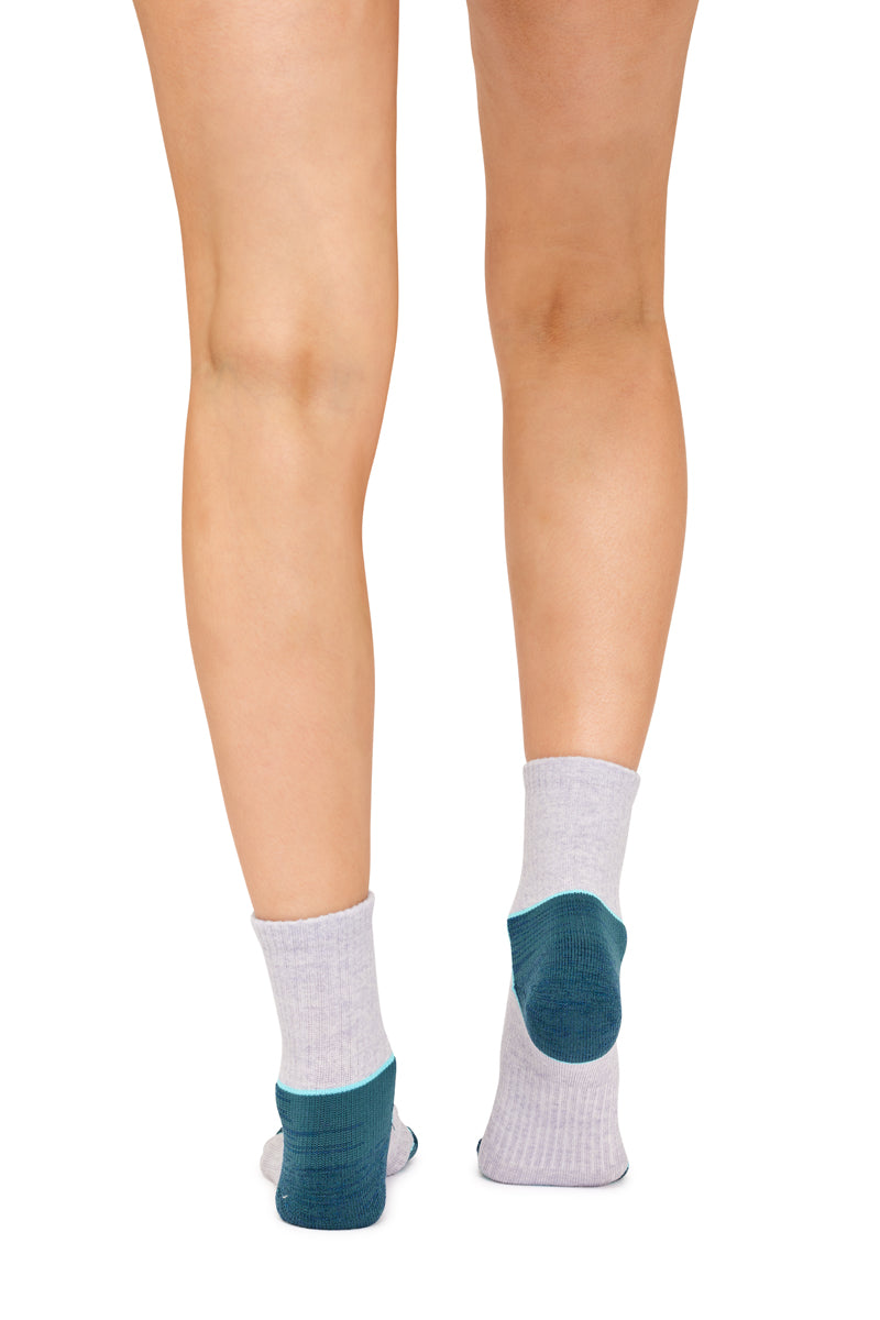 Women's Overlander® Merino Wool Athleisure Cropped Crew Socks- Grey Melange