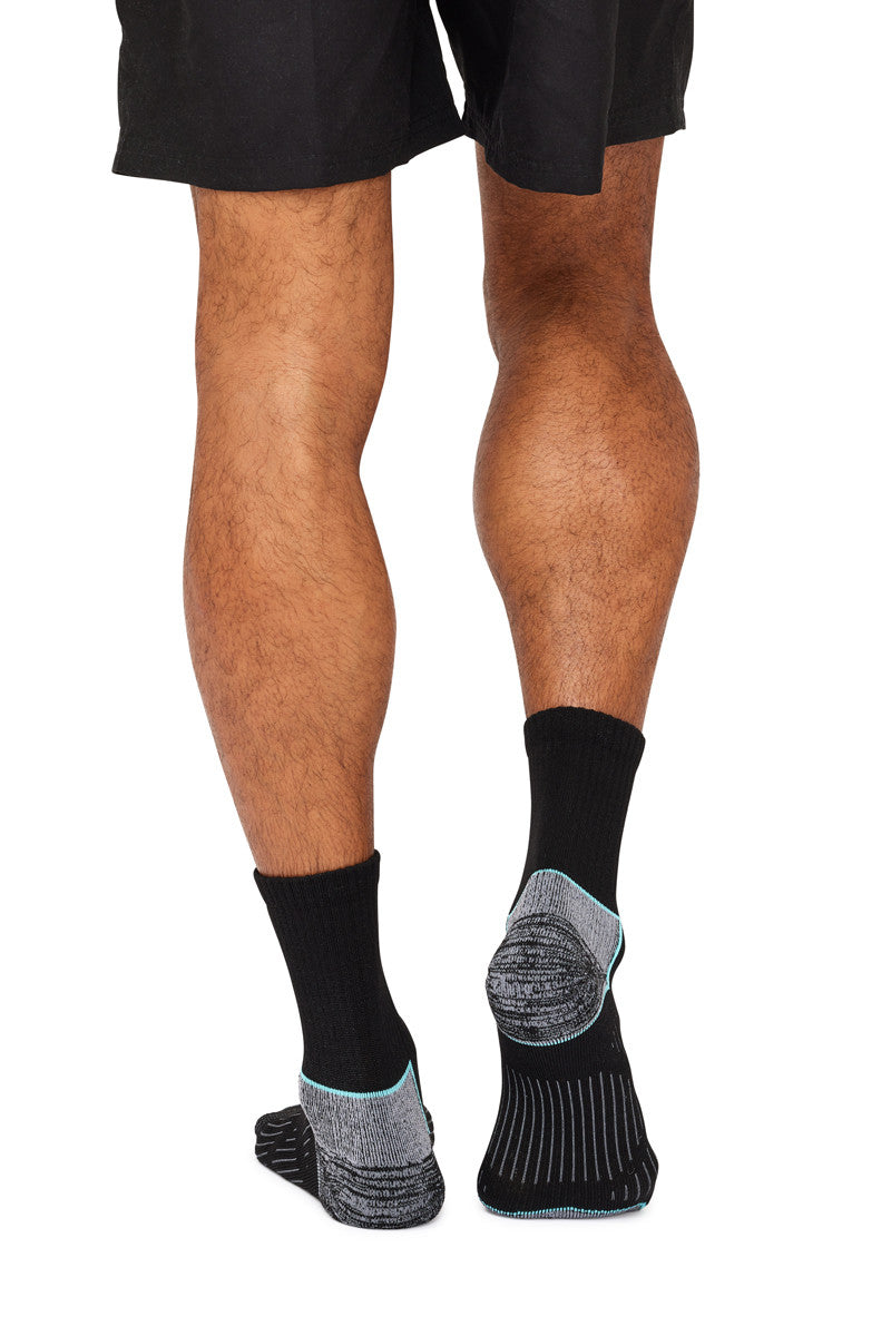 Men's Overlander® Merino Wool Athleisure Cropped Crew Socks- Black
