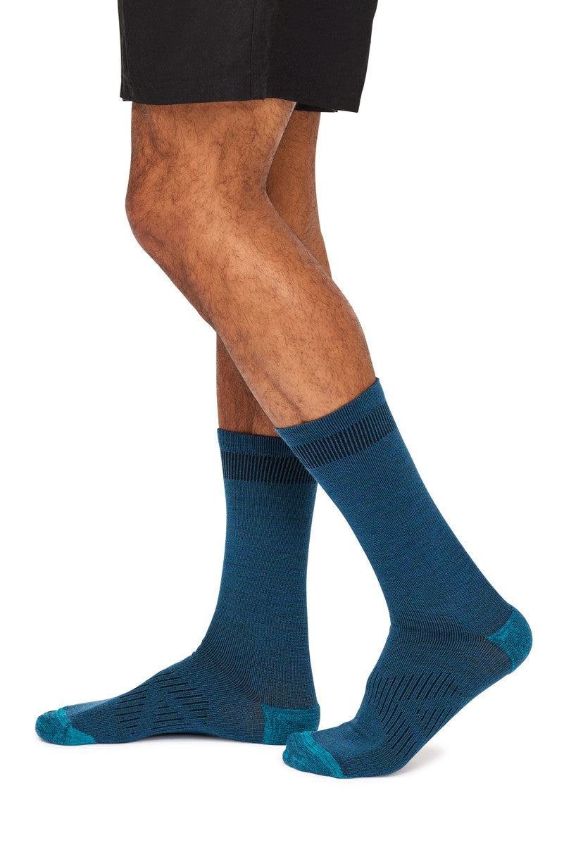 Men's Overlander® Merino Wool Lifestyle Crew Socks- Teal Melange