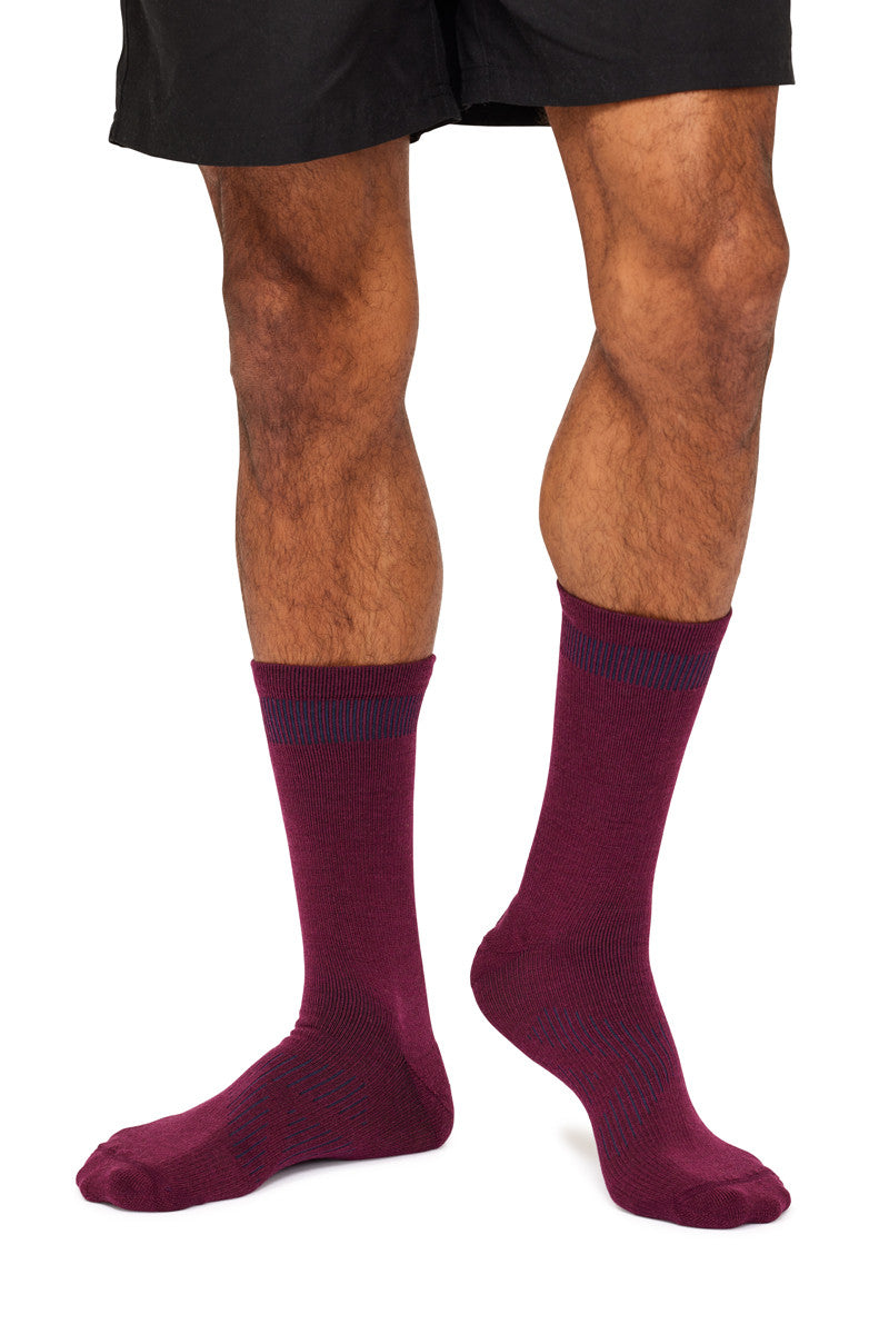 Men's Overlander® Merino Wool Lifestyle Crew Socks- Burgundy Melange
