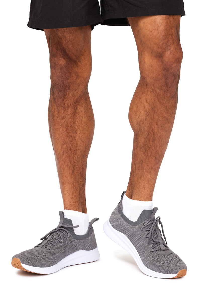 Men's Bamboo Low Cut Action Socks with Arch Support- 3 Pack- White