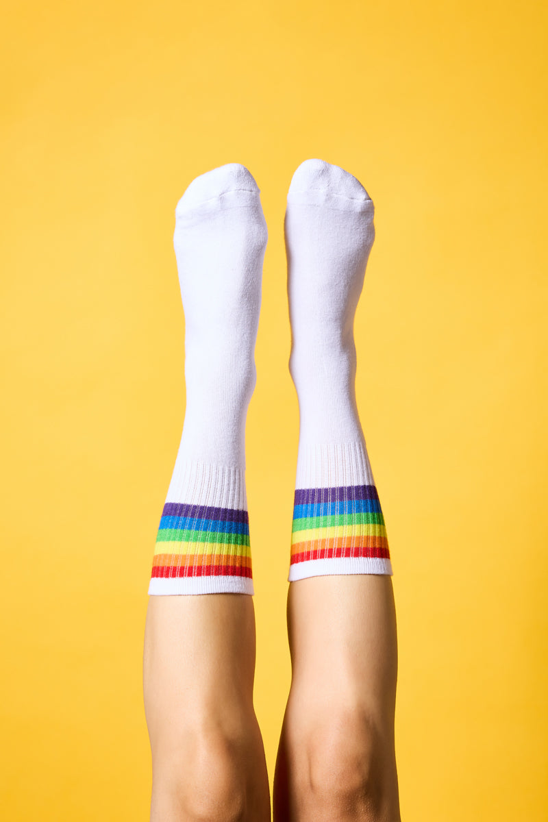 Pride Sporty Crew Socks - White
