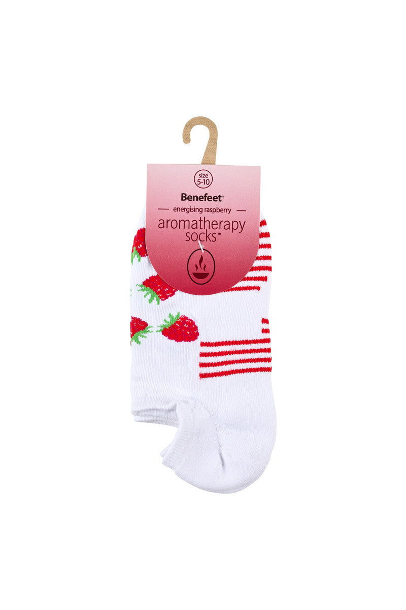 Women’s Aromatherapy™ Cotton No-show Socks with Massaging Soles - Energizing Raspberry- White