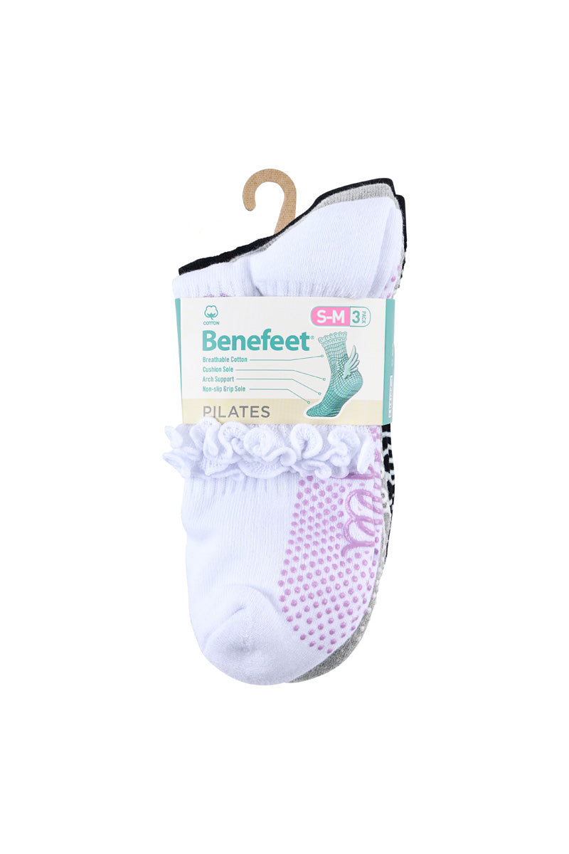 Cotton Frill Grip Socks - 3 Pack- Cushion Sole