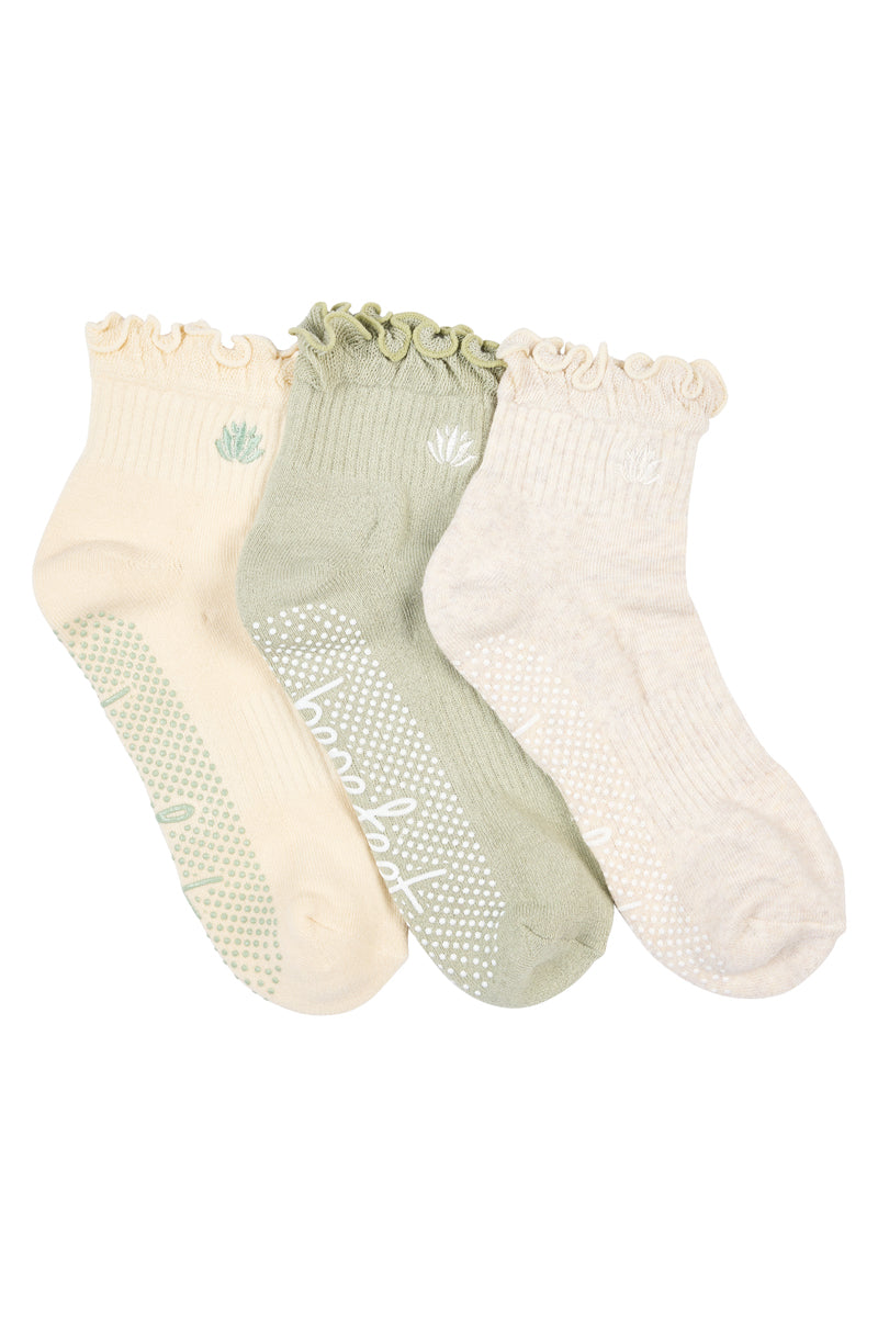Cotton Frill Grip Socks - 3 Pack- Cushion Sole