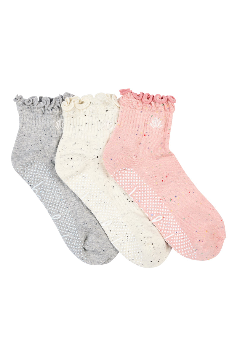 Women's Cotton Quarter Crew Pilates Socks 3 Pack