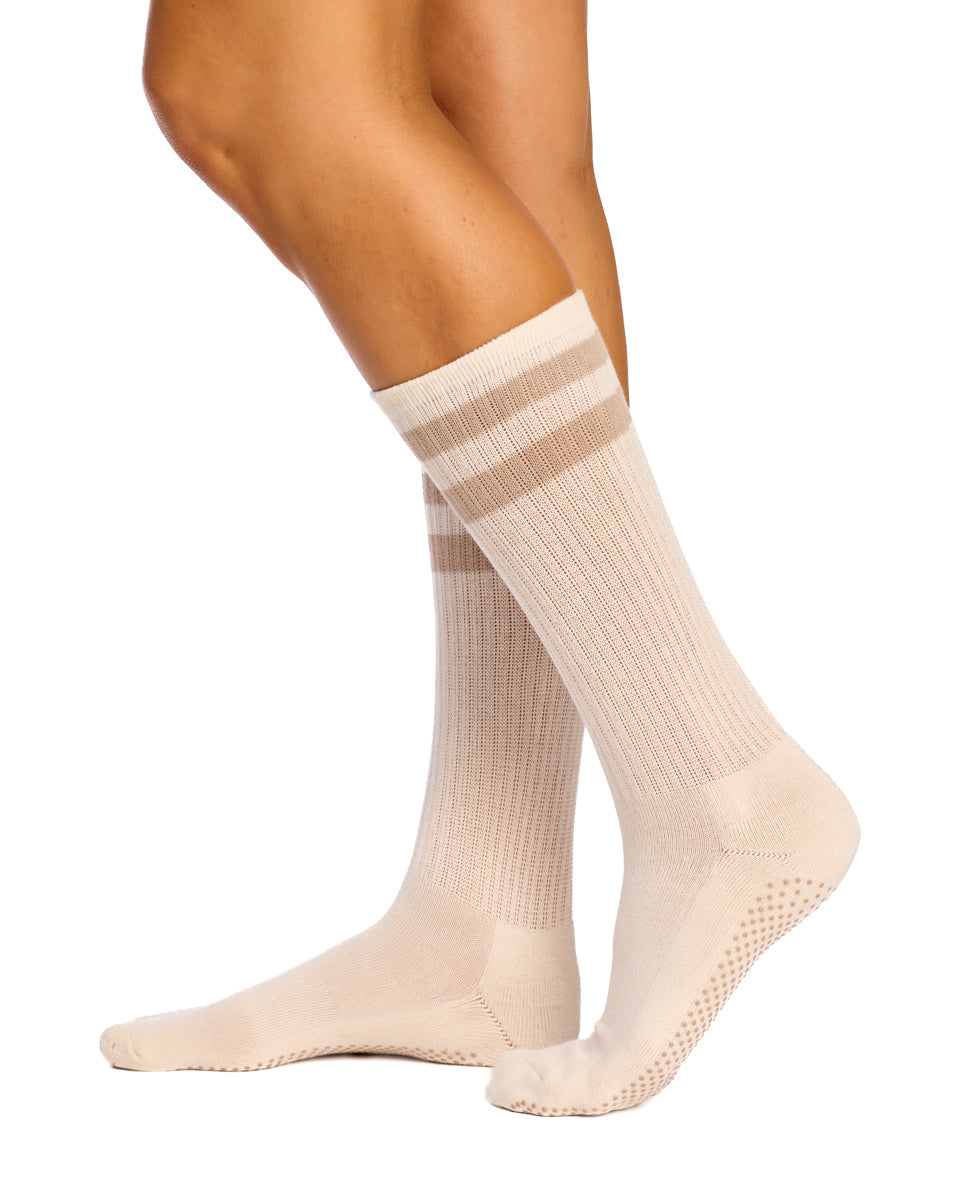 Cotton Retro Grip Socks -3 Pack- Cushion Sole
