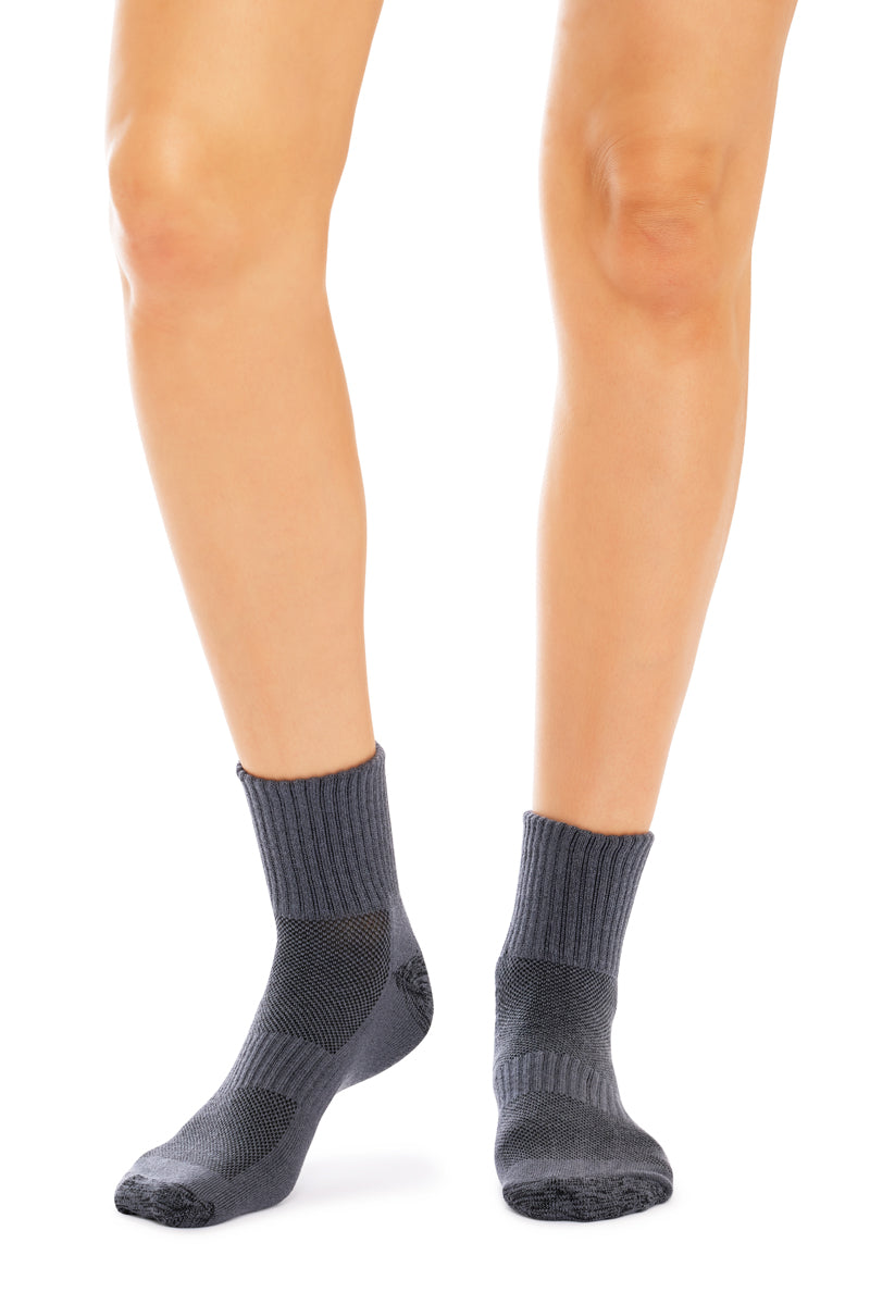 Tough Quarter Crew Cushion Foot Socks - 3 Pack- School Grey