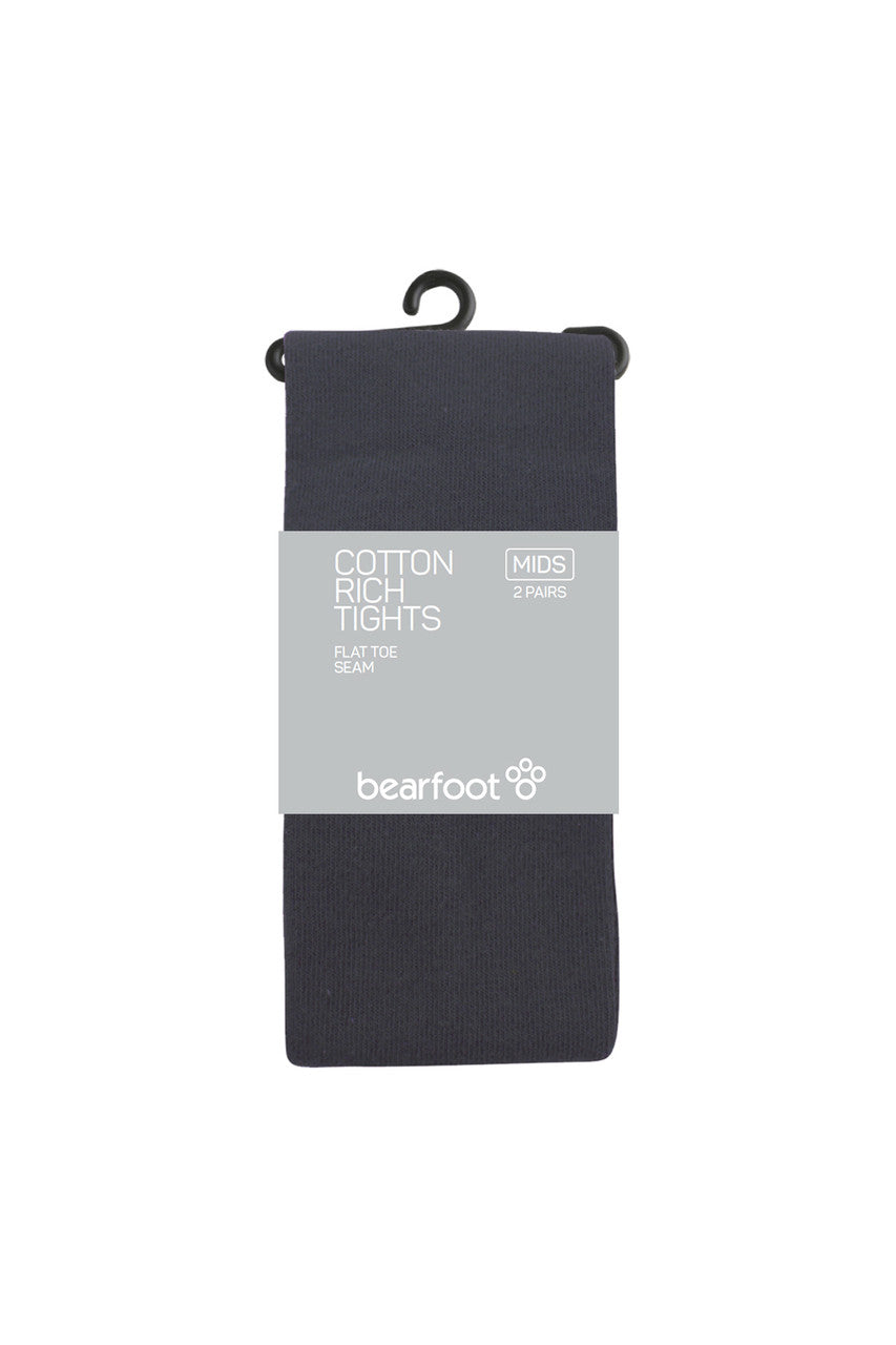Cotton Rich Tights - 2 Pack- School Grey