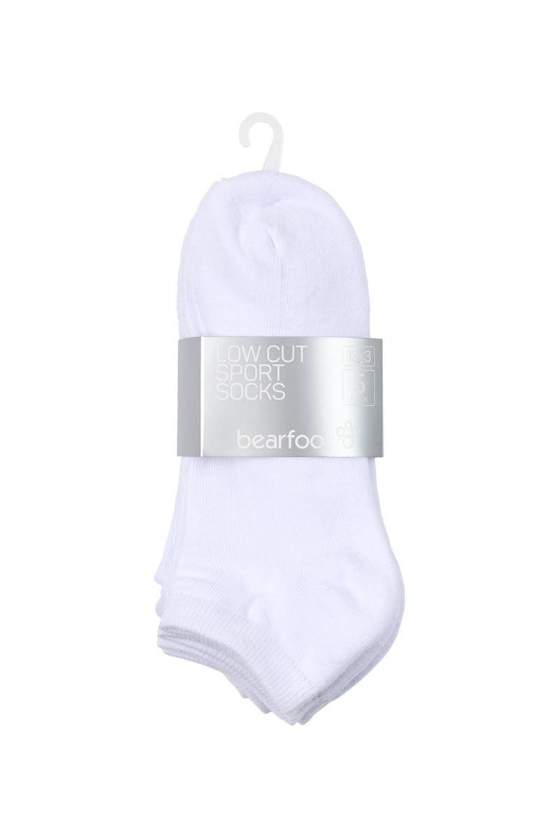 Kids Ankle Sport Socks- 5 Pack- White