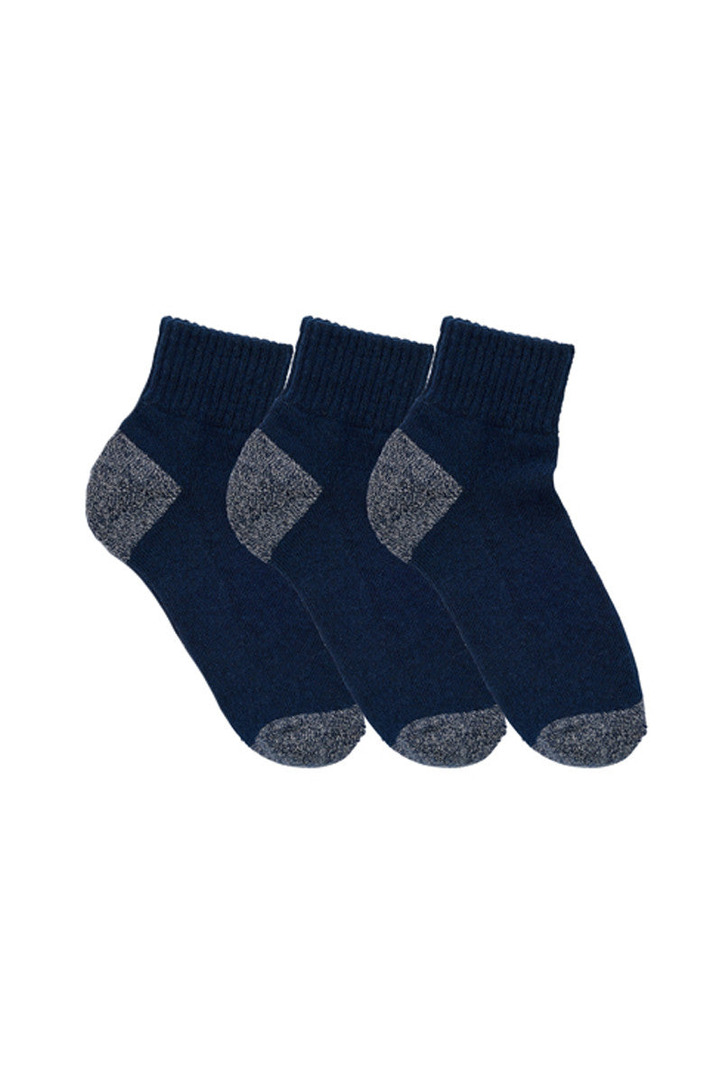 Kids Quarter Crew Sport Socks- 3 Pack- Navy