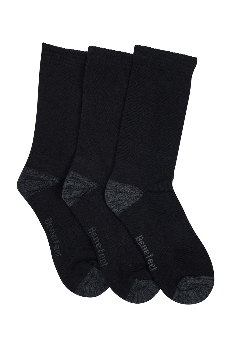 Cotton Top to Toe Comfort - 3 Pack- Cushion Sole- Black