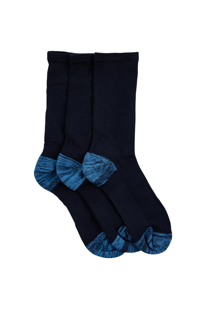 Cotton Top to Toe Comfort - 3 Pack- Cushion Sole- Navy