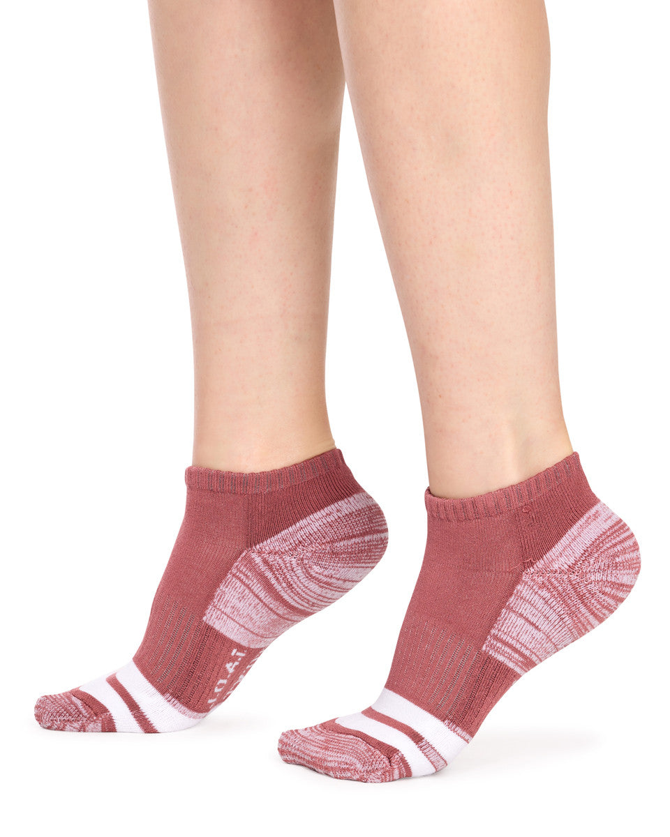 Kid's Bamboo Low Cut Action Socks with Arch Support- 3 Pack - Assorted Pinks