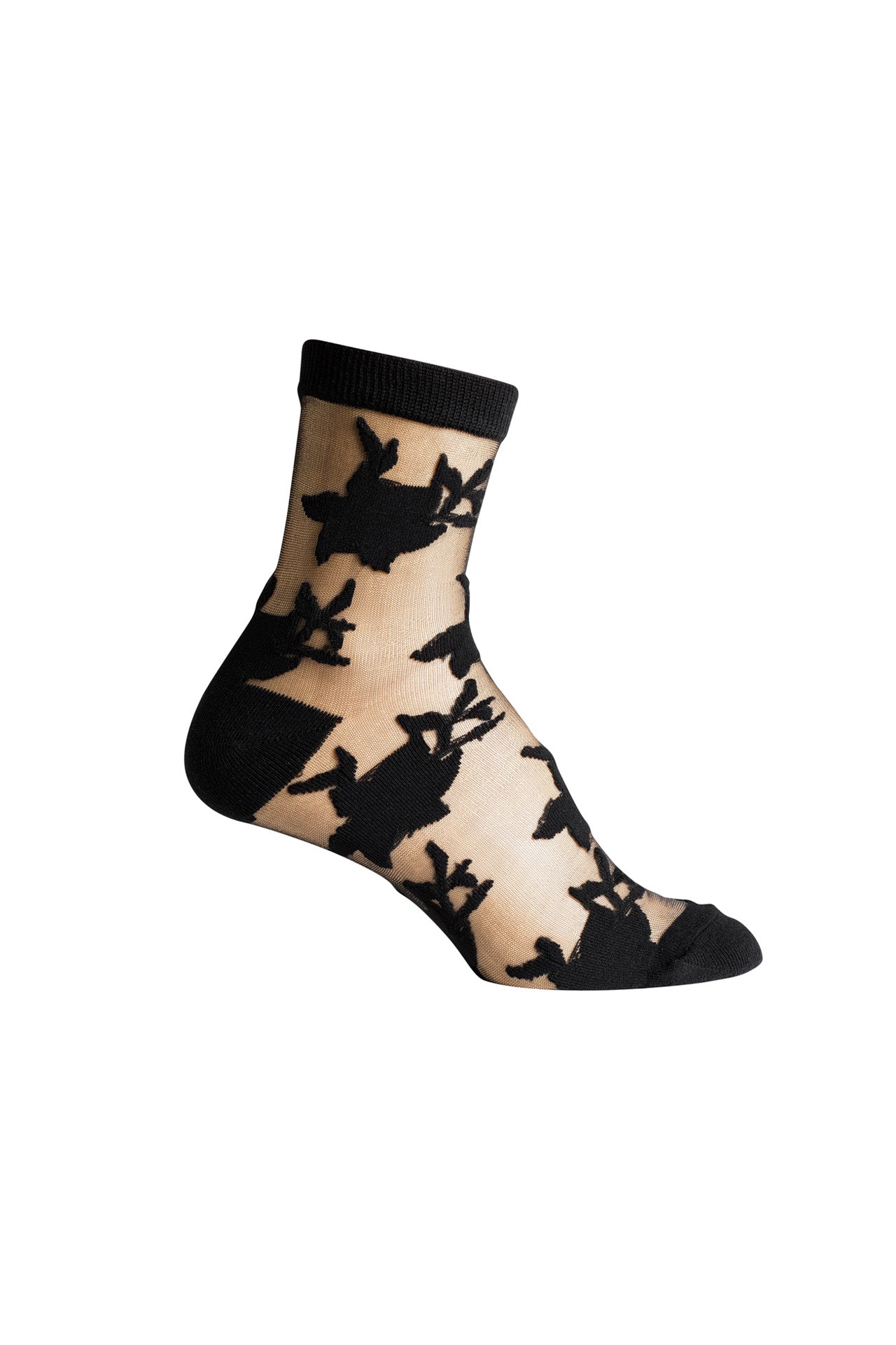 Sheer Socks- Floral- Black