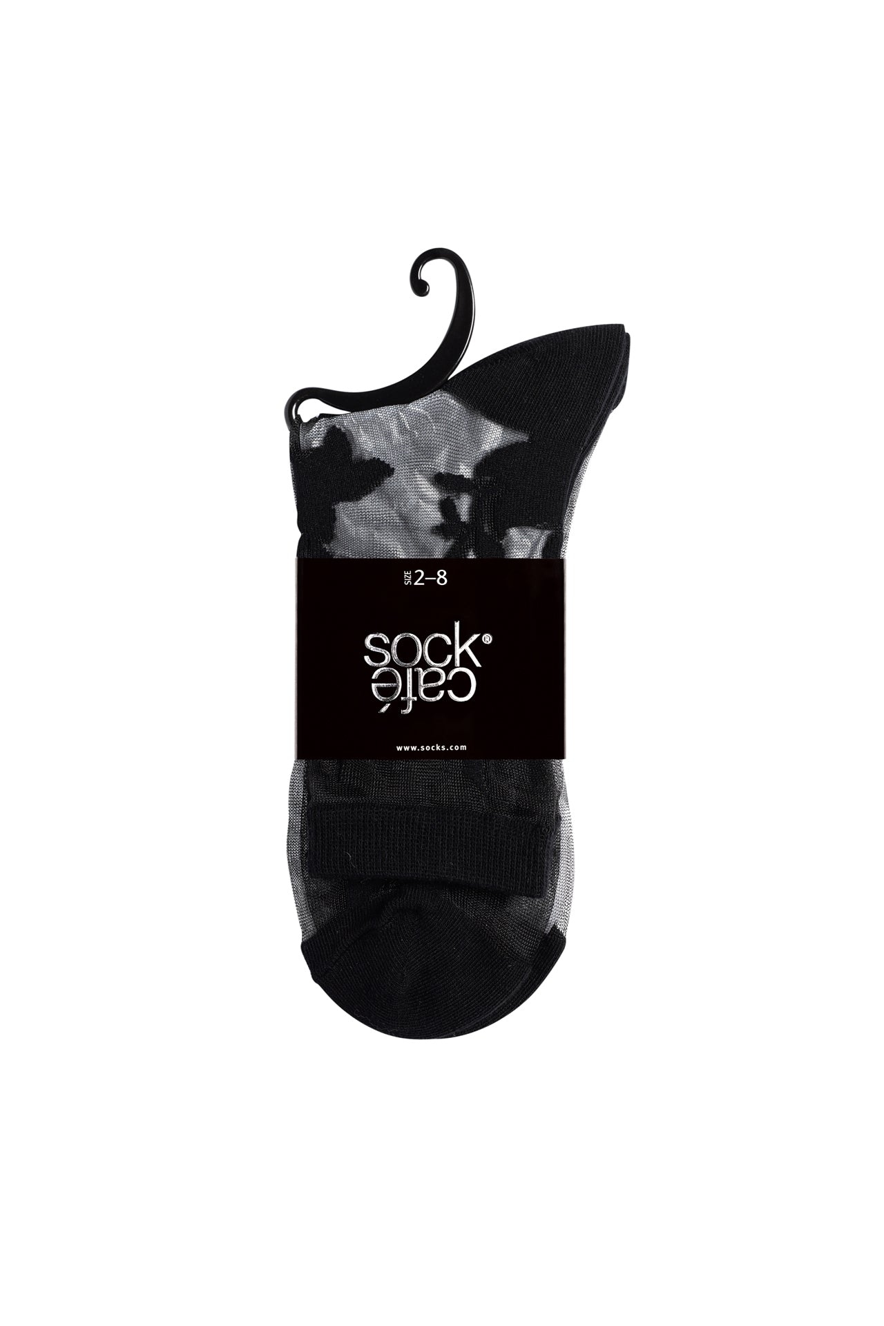 Sheer Socks- Floral- Black