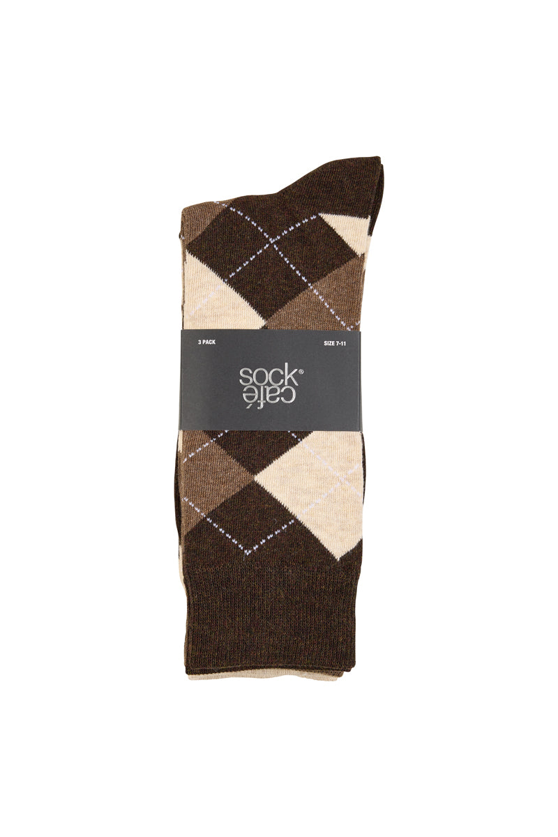 Argyle Crew Socks- 3 Pack