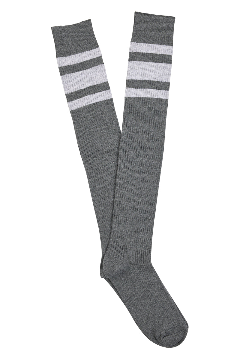 Over the Knee Socks- Preppy- Charcoal Marle