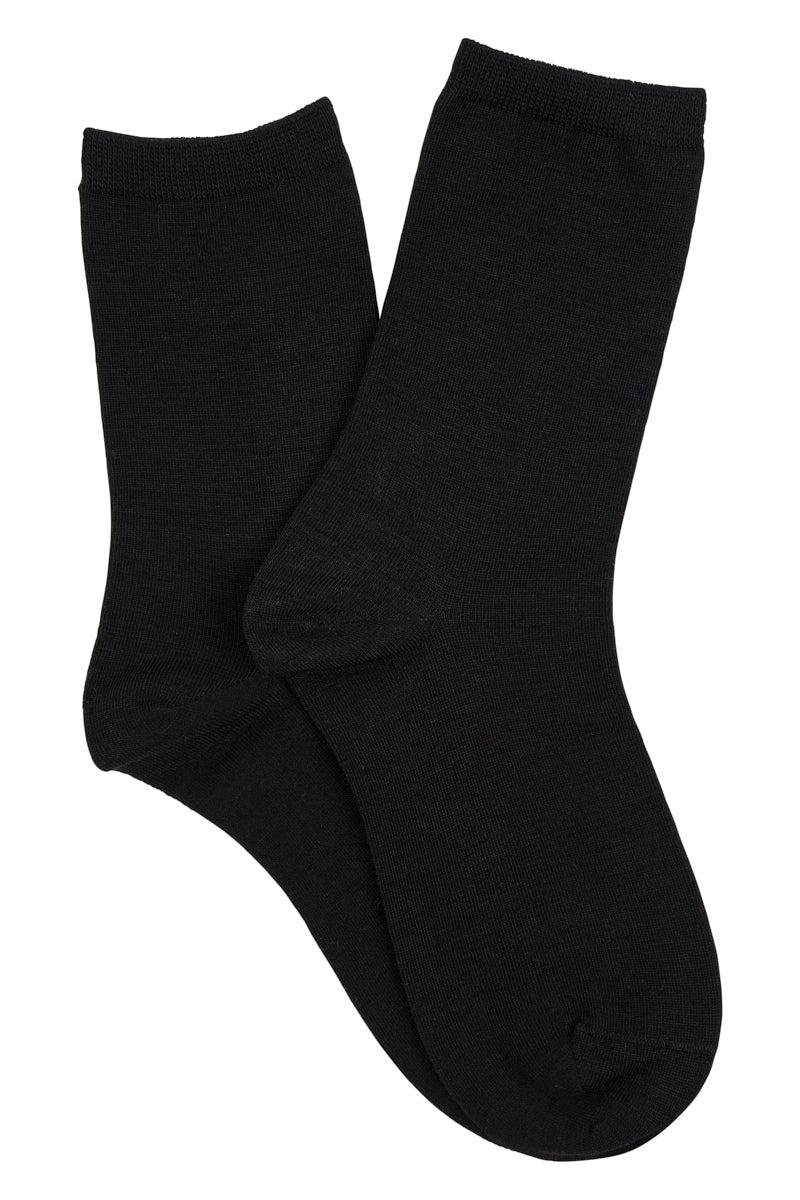 Merino Crew Socks- Smooth Knit- Black