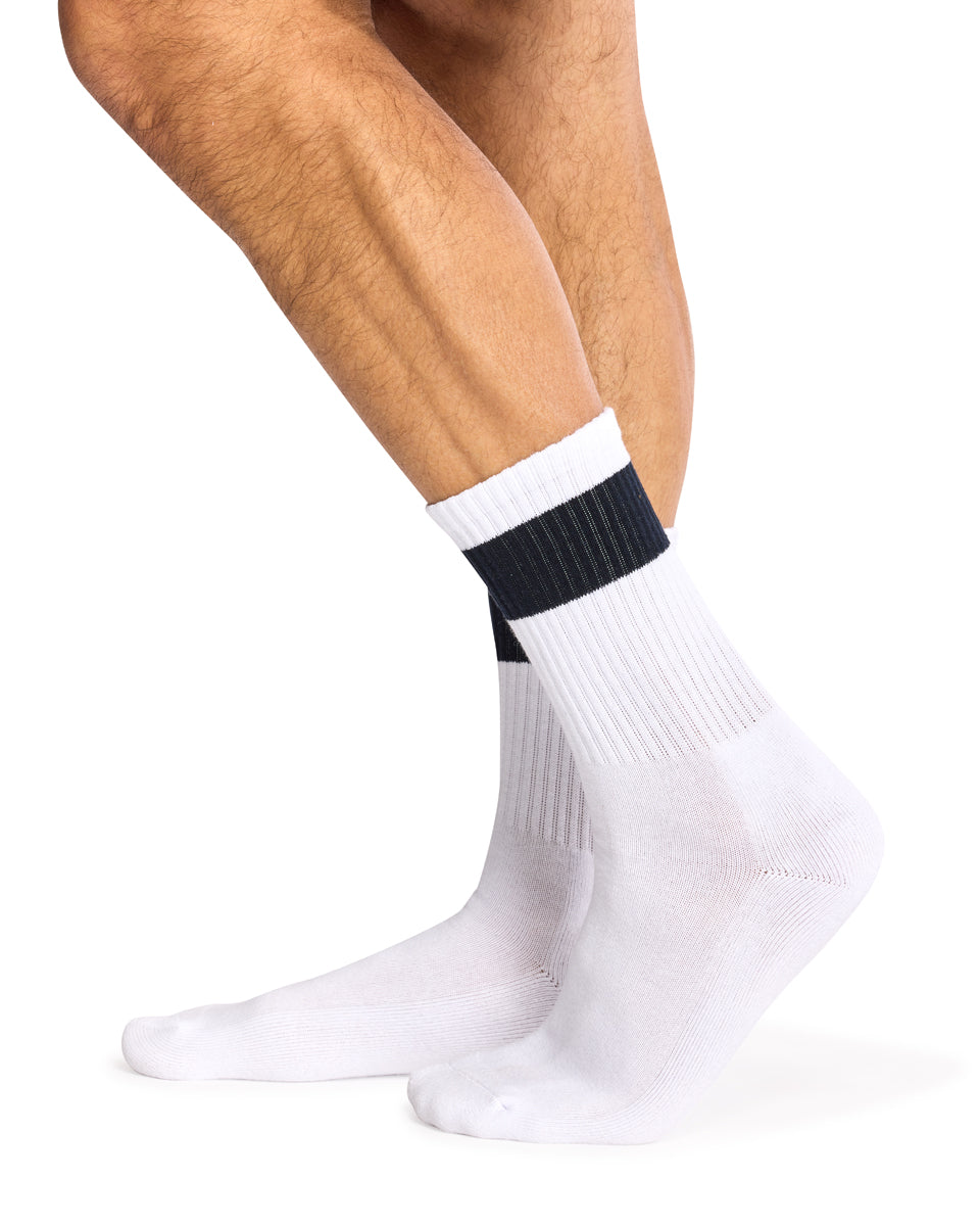 Men's Cotton Rich Crew Sport Style Socks with Cushion Foot - 3 Pack- Sail Anchor Embroidery