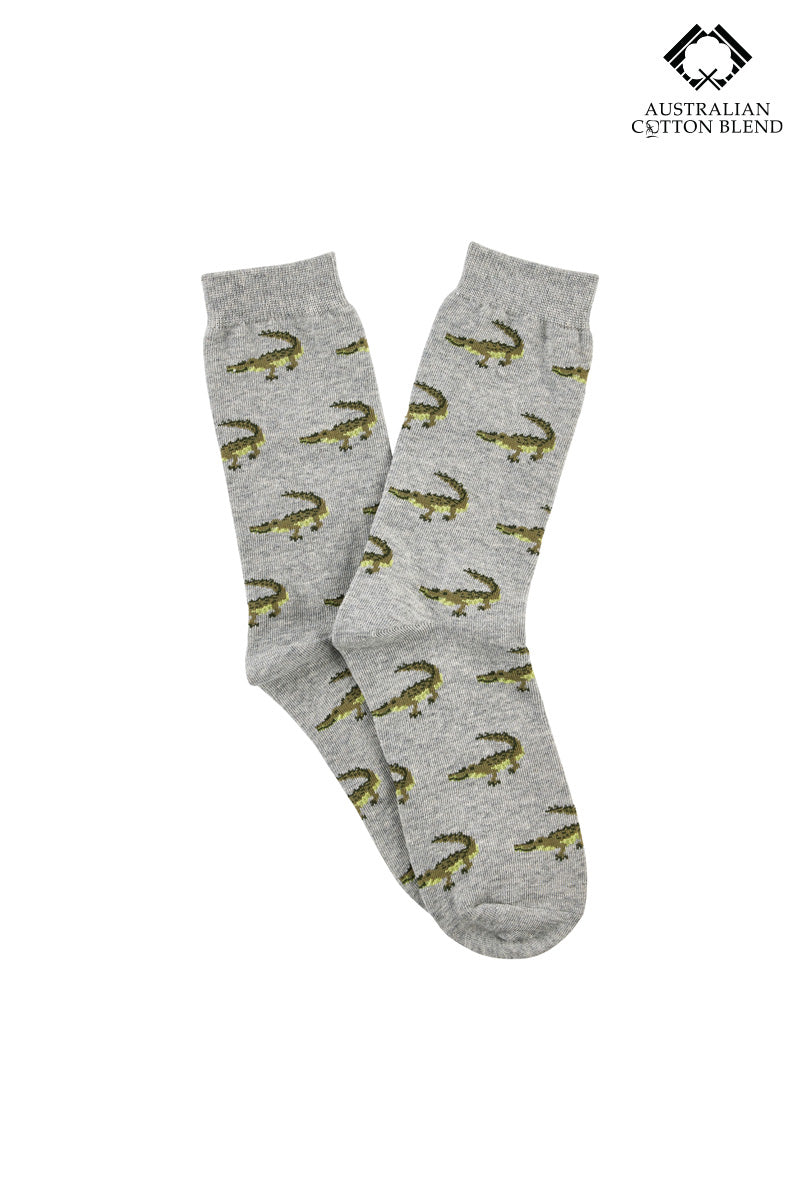 Australian Cotton Crew Socks - Crocodile