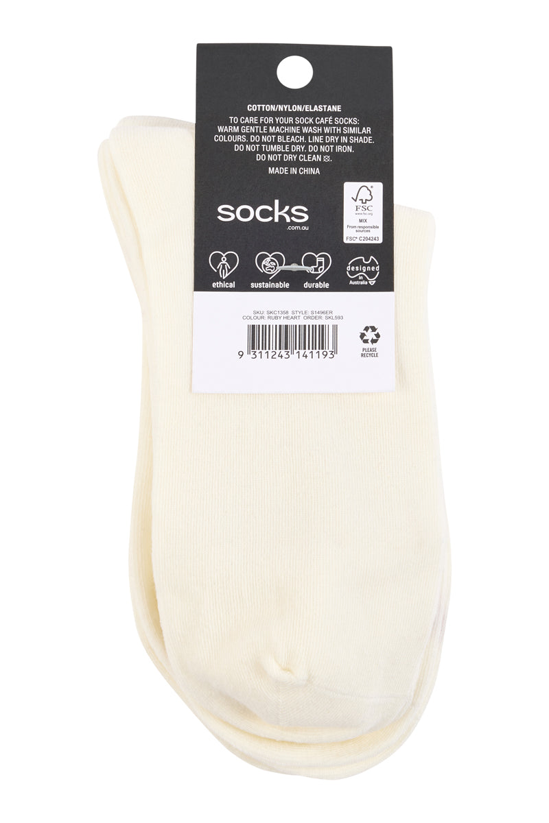 Quarter Socks- Pack 3- Ruby Heart