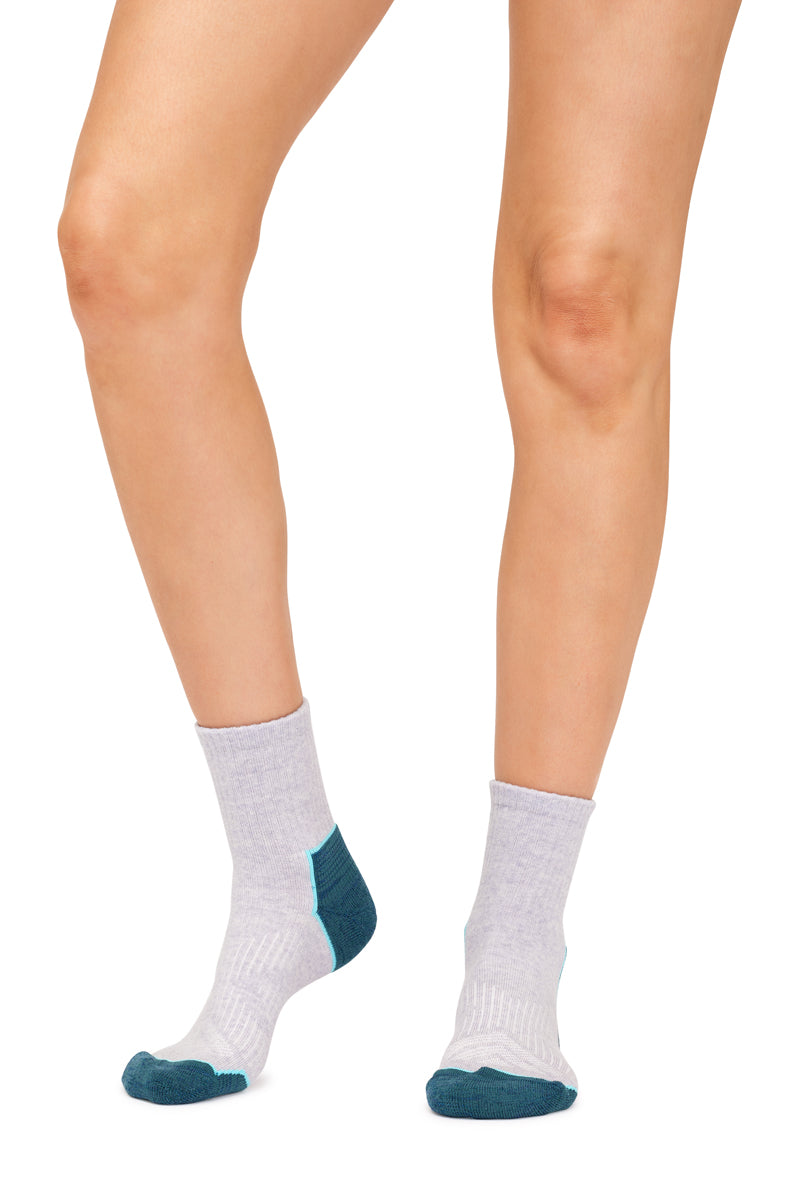Women's Overlander® Merino Wool Athleisure Cropped Crew Socks- Grey Melange