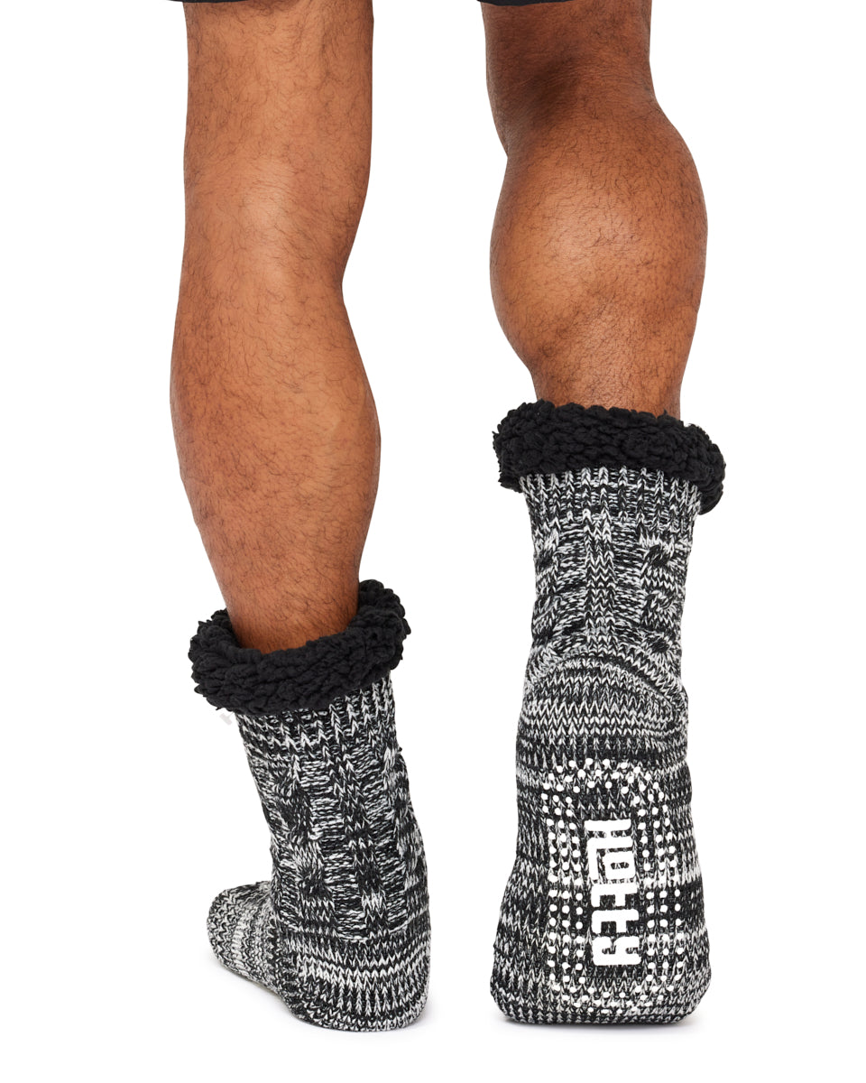 Cable Knit Sherpa Hotty Socks- Salt & Pepper