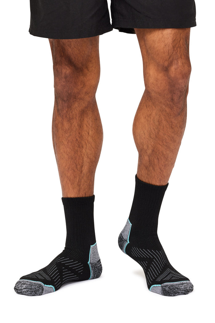 Men's Overlander® Merino Wool Athleisure Cropped Crew Socks- Black