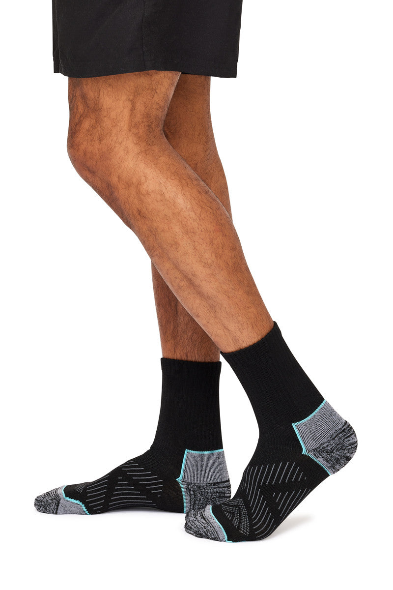 Men's Overlander® Merino Wool Athleisure Cropped Crew Socks- Black