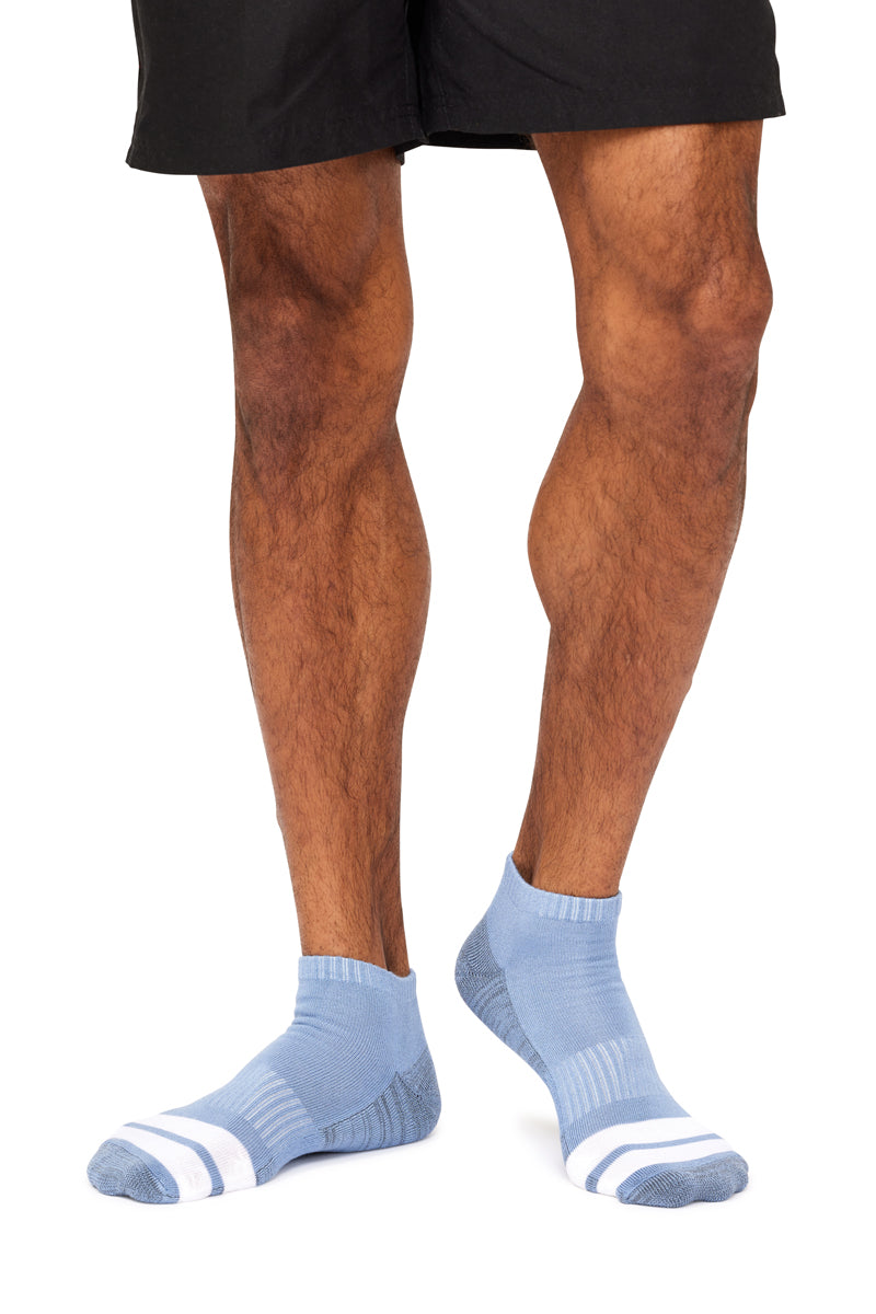 Men's Bamboo Low Cut Action Socks with Arch Support- 3 Pack - Assorted