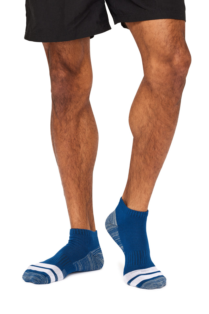 Men's Bamboo Low Cut Action Socks with Arch Support- 3 Pack - Assorted