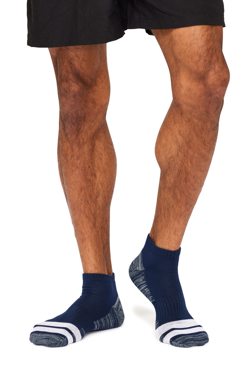 Men's Bamboo Low Cut Action Socks with Arch Support- 3 Pack - Assorted