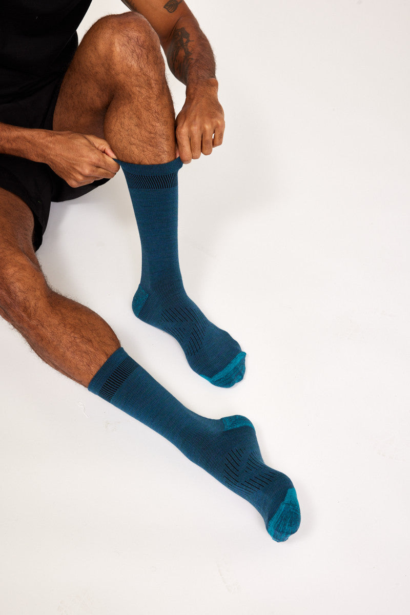 Men's Overlander® Merino Wool Lifestyle Crew Socks- Teal Melange