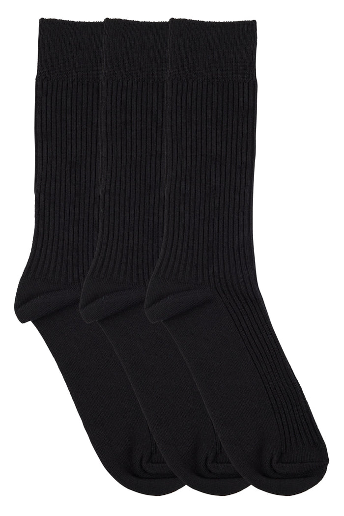 Classic Crew Rib Socks- 3 Pack - Black