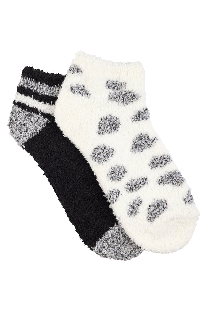 Fluffy Ankle Socks - 2 Pack - Snow Leopard