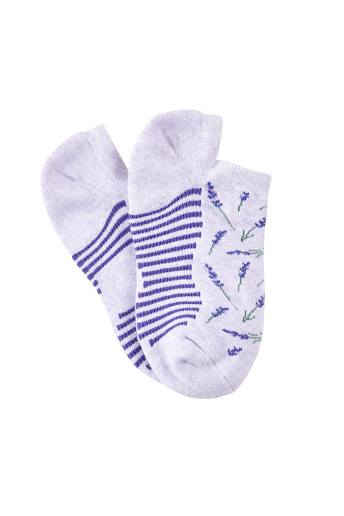 Women’s Aromatherapy™ Cotton No Show Socks with Massaging Soles - Relaxing Lavender