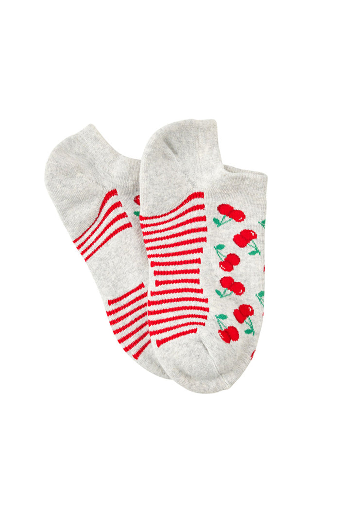 Women’s Aromatherapy™ Cotton No Show Socks with Massaging Soles - Cheerful Cherry