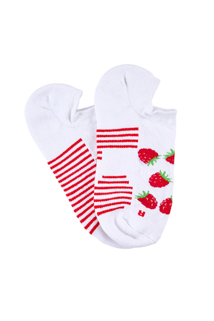 Women’s Aromatherapy™ Cotton No-show Socks with Massaging Soles - Energizing Raspberry- White
