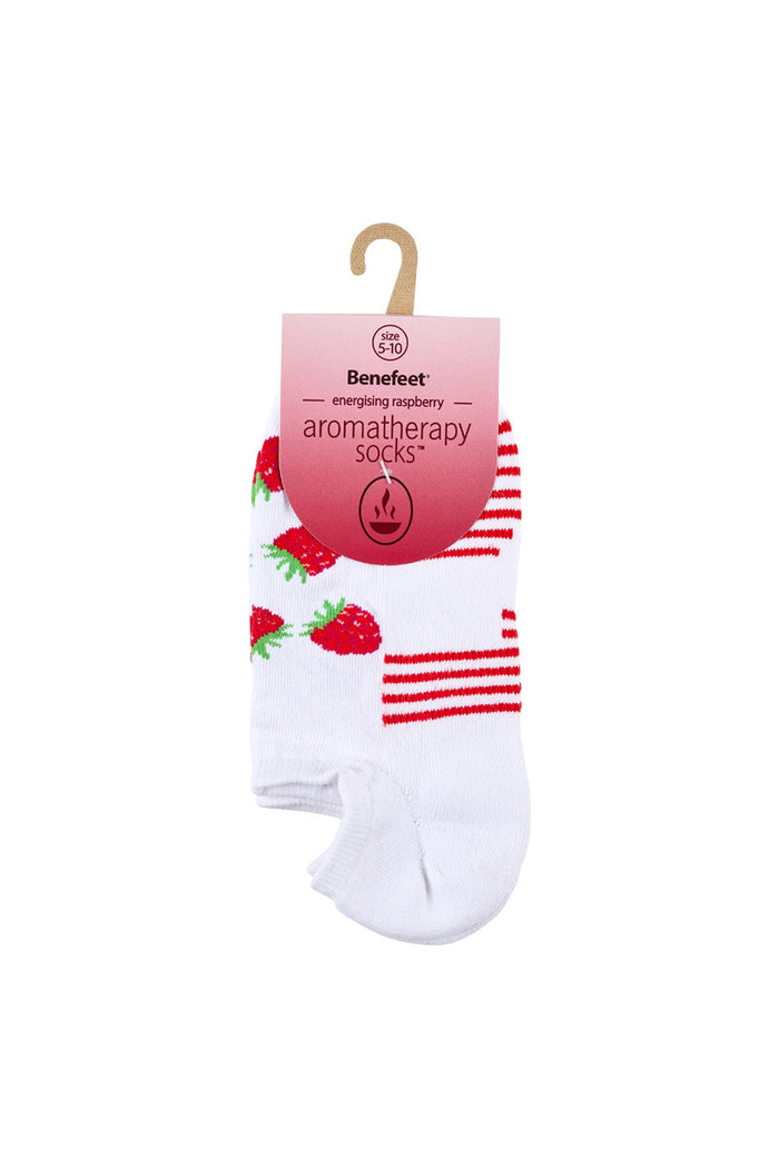 Women’s Aromatherapy™ Cotton No-show Socks with Massaging Soles - Energizing Raspberry- White