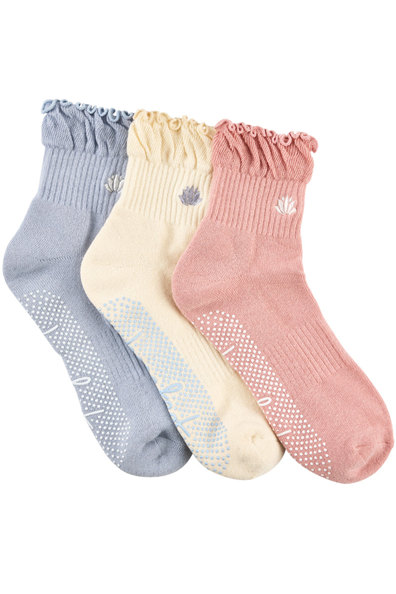 Cotton Frill Grip Socks - 3 Pack- Cushion Sole