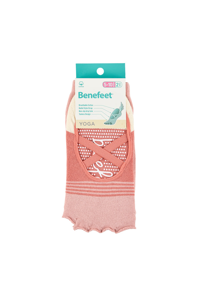 Ballet Toeless Grip socks - Pack 2- Cushion Sole - Blush Stripe