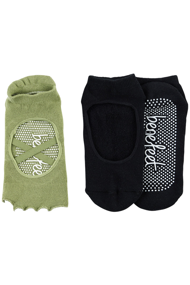 Ballet Toeless Grip socks - Pack 2- Cushion Sole -Sage