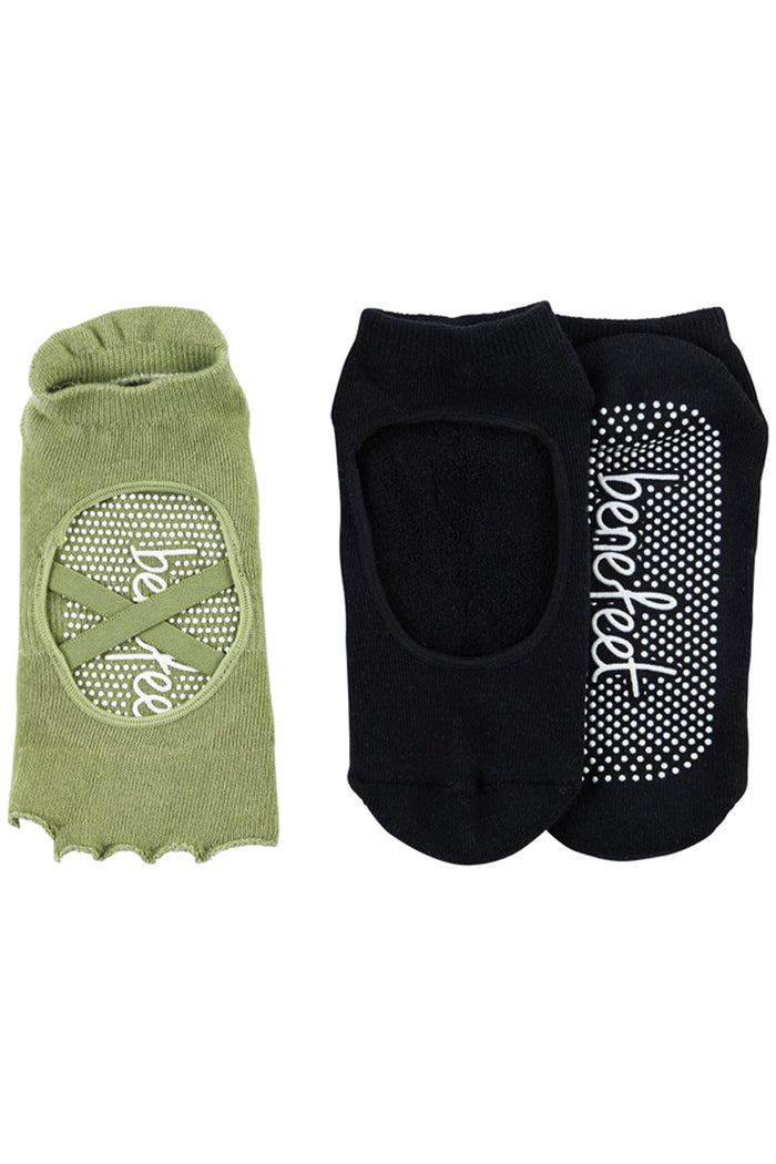Ballet Toeless Grip socks - Pack 2- Cushion Sole -Sage