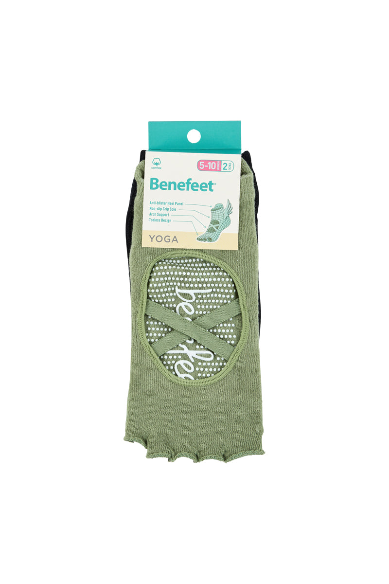 Ballet Toeless Grip socks - Pack 2- Cushion Sole -Sage