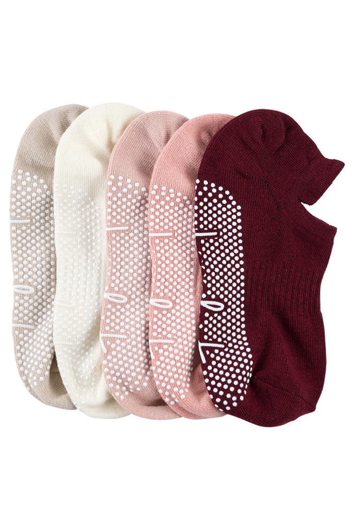 Cotton Grip Socks - 5 Pack- Lightweight - Berries & Cream