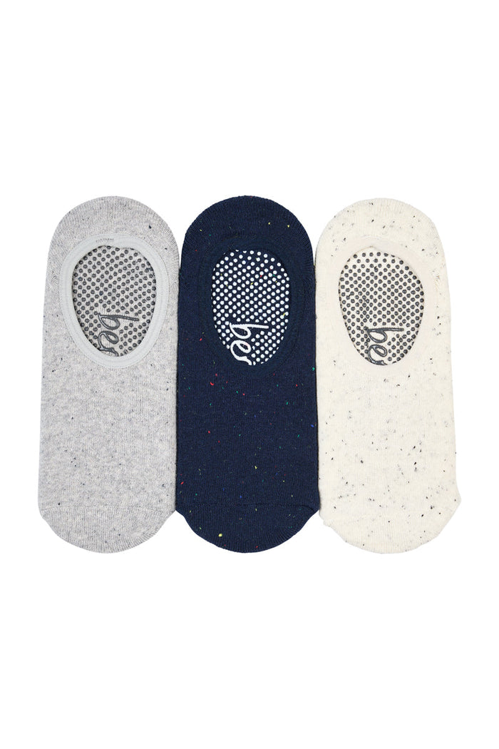 Cotton Studio Grip Socks - Cushion Sole- 3 Pack - Grey Nep
