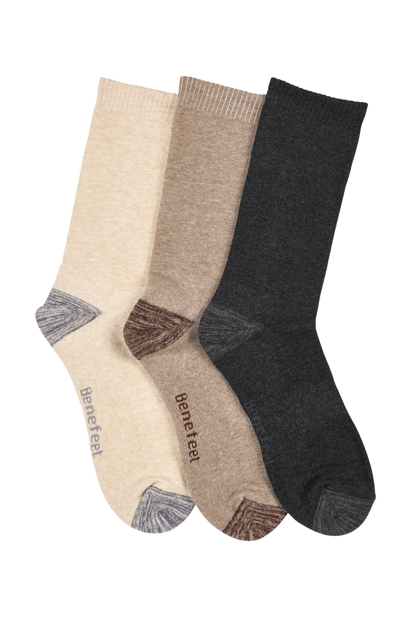 Cotton Top to Toe Comfort - 3 Pack- Cushion Sole-  Earth Neutrals
