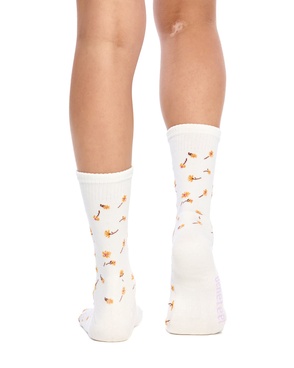 Cotton Top to Toe Comfort - 3 Pack- Cushion Sole- Peach Floral