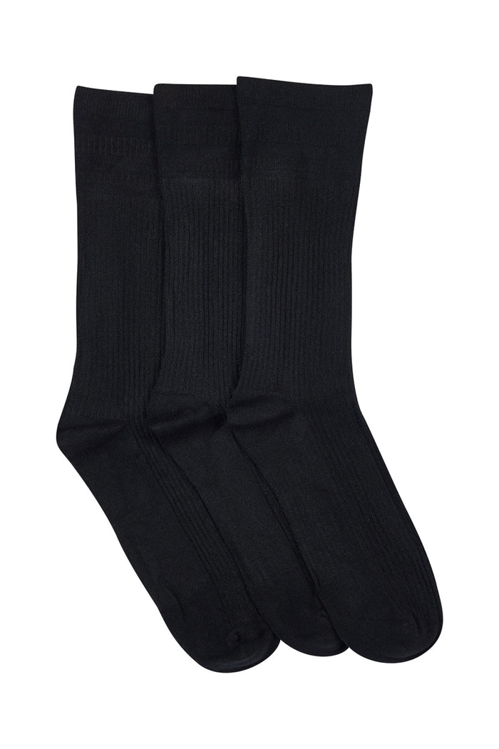 Bamboo Top to Toe Comfort - 3 Pack -Lightweight Rib - Black